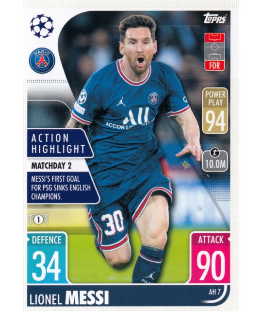TOPPS MATCH ATTAX EXTRA UEFA CHAMPIONS LEAGUE 2021-2022 Action Highlight Lionel Messi (Paris Saint-Germain)